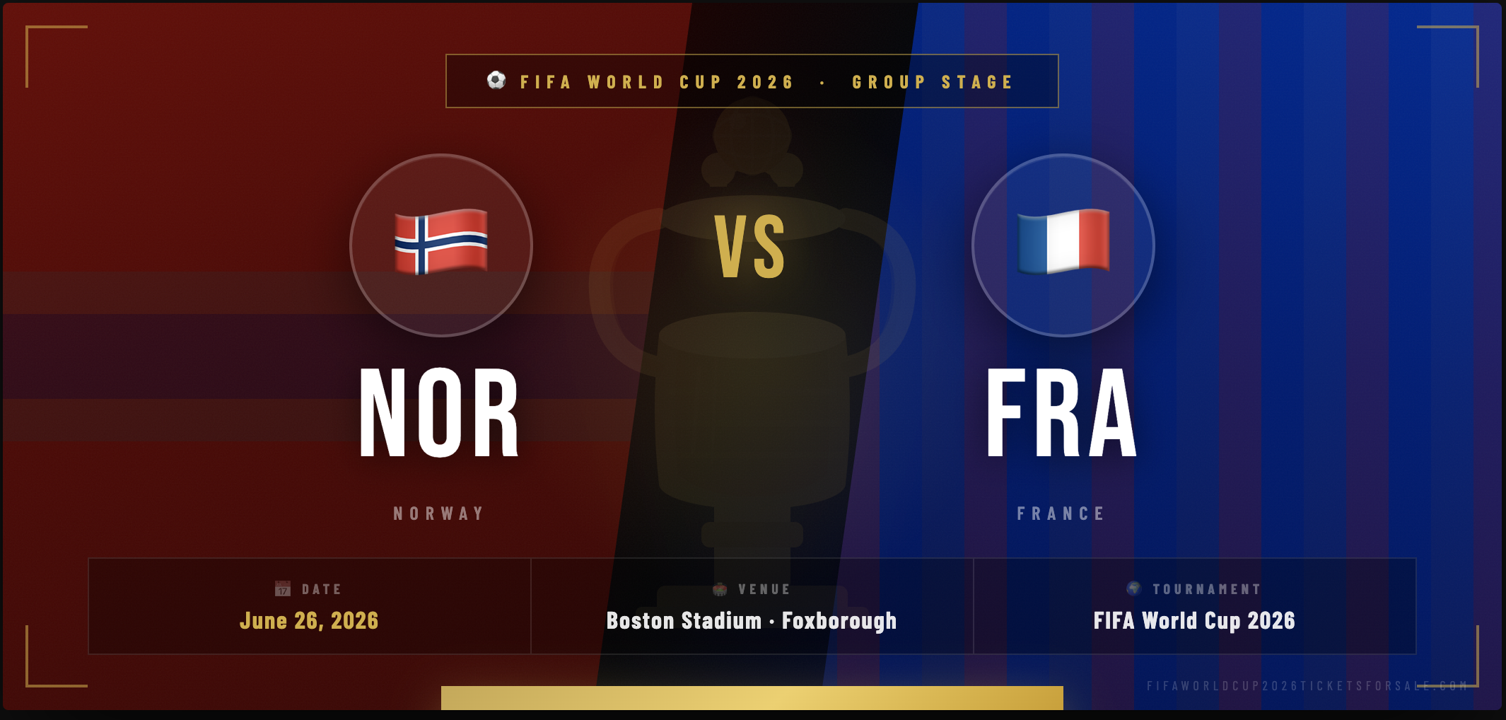 Norway vs France Tickets - FIFA World Cup 2026 |